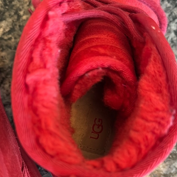 UGG Red Suede lace Booties 5 EUC - Picture 8 of 17